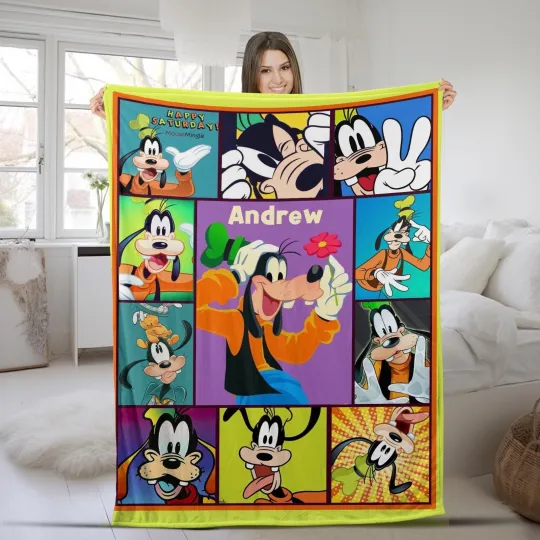Discover Personalized Goofy Fleece Blanket for Birthday Party