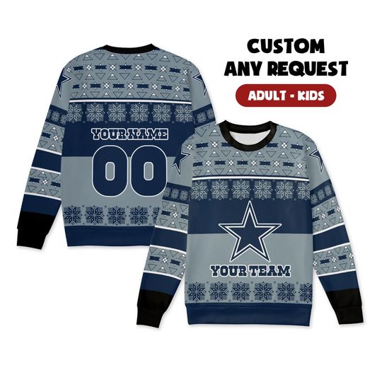 Custom Dallas Cowboys Christmas Sweater for Couples, Dad & Family Gifts