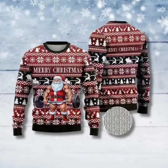 Discover Bodybuilder Santa Ugly Christmas Sweater - Funny Gym - Ugly Sweatshirt