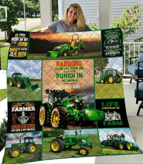 Discover JD TRACTOR LIKE Quilt Blanket, TRACTOR Green Quilt Blanket