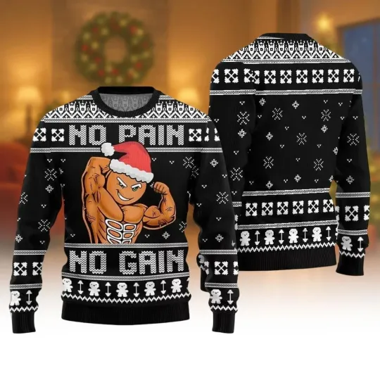 Discover Fitness Ugly Christmas Sweater No Pain No Gain - Ugly Sweatshirt
