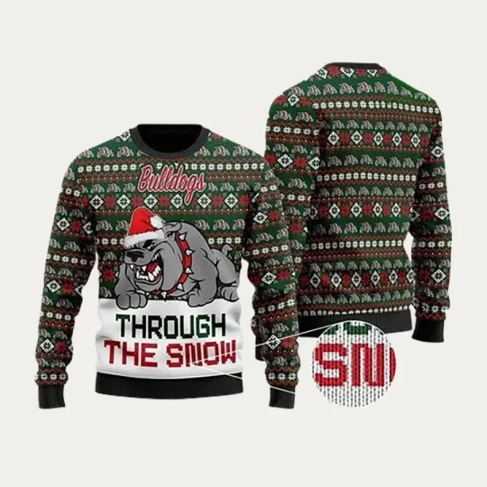 Discover Bulldogs Through The Snow Ugly Christmas Sweater - Ugly Sweatshirt