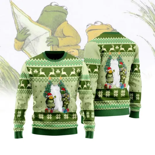Frog And Toad Snowman Christmas 3D Print Ugly Sweatshirt
