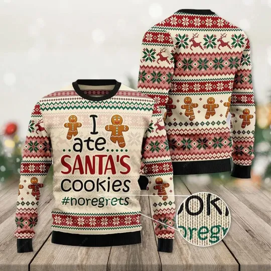 Discover I Ate Santa’s Cookies 3D Print Ugly Sweatshirt