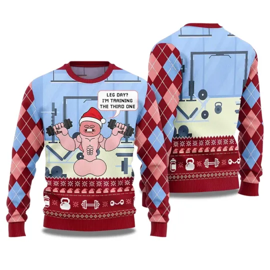 Discover Leg Day I’m Training The Third One Christmas 3D Print Ugly Sweatshirt