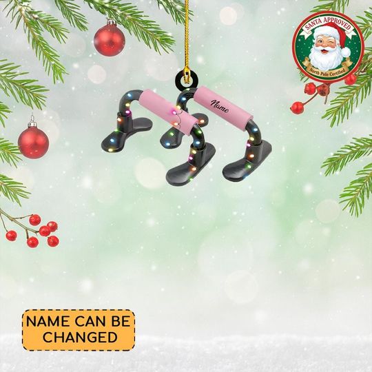Discover Personalized Push-up Bars Christmas Ornament, Gym Flat 2D Ornament, Fitness Workout Ornament, Push-up Bars Ornament Gift