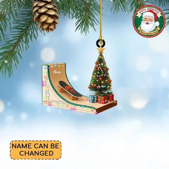 Discover Personalized Skateboard Ramp Ornament, Skateboard Ramp Christmas Ornament,Skateboard Ramp Holiday Flat 2D Ornament, Skateboard Ramp Xmas Gift
