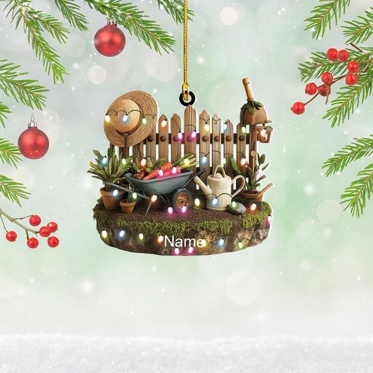 Discover Personalized Garden Christmas Ornament, Flat 2D Greenhouse Christmas Ornament, Gardener Ornament Gift, Plant Lovers Ornament Gift