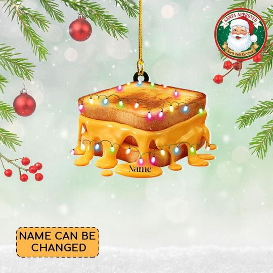 Discover Personalized Grilled Cheese Christmas Ornament, Grilled Cheese Bakery Flat 2D Ornament, Baking Ornament, Baker Ornament, Food Cake Ornament