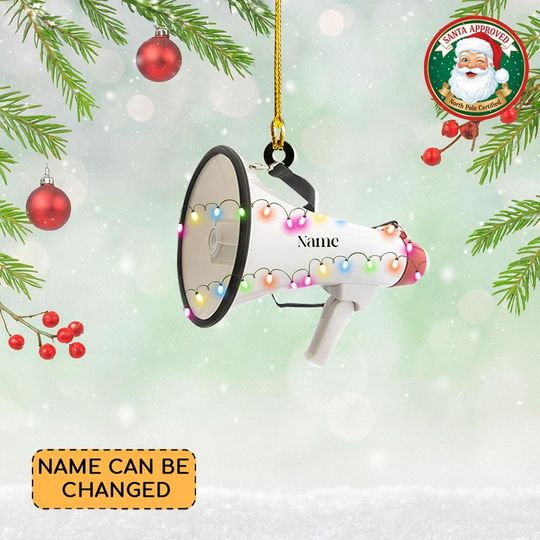Discover Personalized Handheld Megaphone Christmas Ornament, 2D Flat Cheerleading Xmas Ornament, Megaphone Hanging Decor,Gift For Cheer Coach