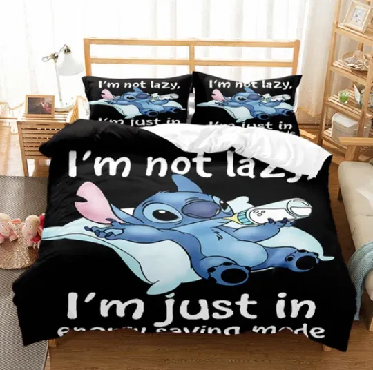 Discover 3D Stitch Cartoon Bedding Set King Size with Quilt Cover and Pillowcases