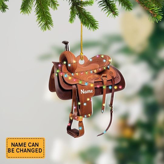 Discover Personalized Horse Saddle Christmas Hanging Ornament, 2D Flat Horse Saddle Xmas Ornament, Holiday Gift For Saddle, Horse Lovers