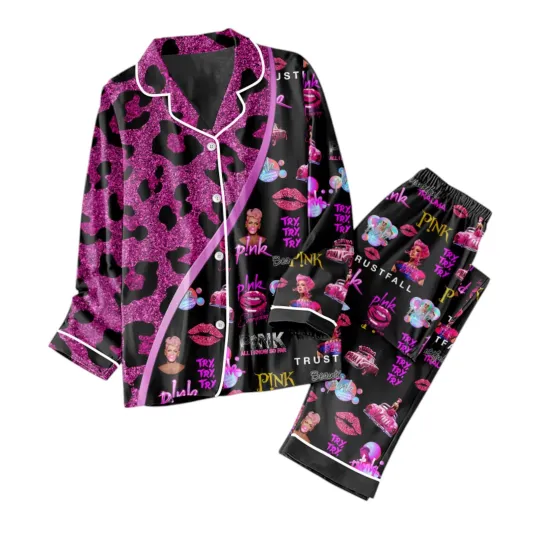Discover Pnk Button Down Pajamas Set
