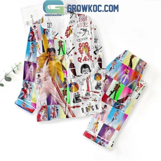 Discover Queen Freddie Mercury God Save The Queen Christmas Pajamas Set