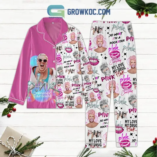 Discover Pink Summer Carnival My Love My Drug Pajamas Set