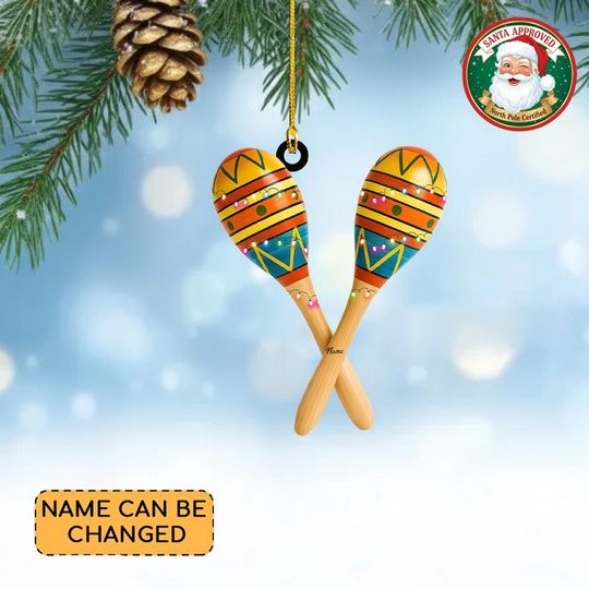 Discover Personalized Mexican Maracas Christmas Ornament, Mexican Ornament Gift, Latina Ornament Gift, Mexican Cultural Heritage Ornament Thdso-1655