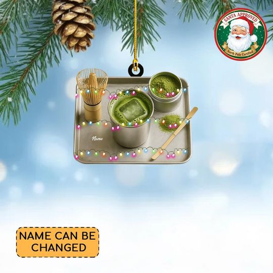 Discover Personalized Matcha Set Christmas Ornament, Matcha Latte Ornament Gift, Matcha Green Tea Ornament, Japanese Green Tea Ornament Thdso-1659