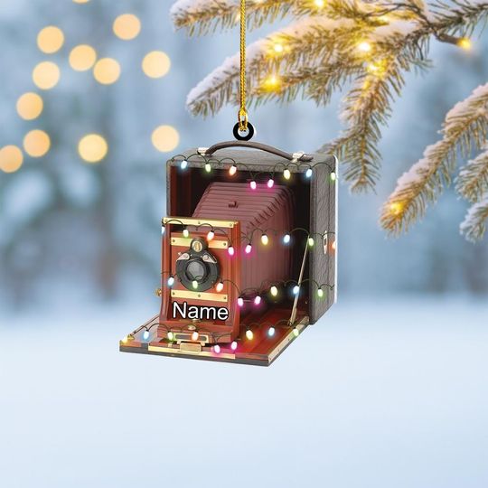 Discover Personalized Folding Camera Christmas Ornament, Retro Camera Ornament Gift, Vintage Camera Hanging Decor, Photograph Ornament Thdso-1662