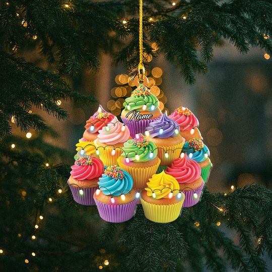 Discover Personalized Cupcakes Christmas Ornament, Cupcake Ornament, Bakery Ornament, Baking Ornament, Baker Gift, Food Cake Ornament Thdso-1622