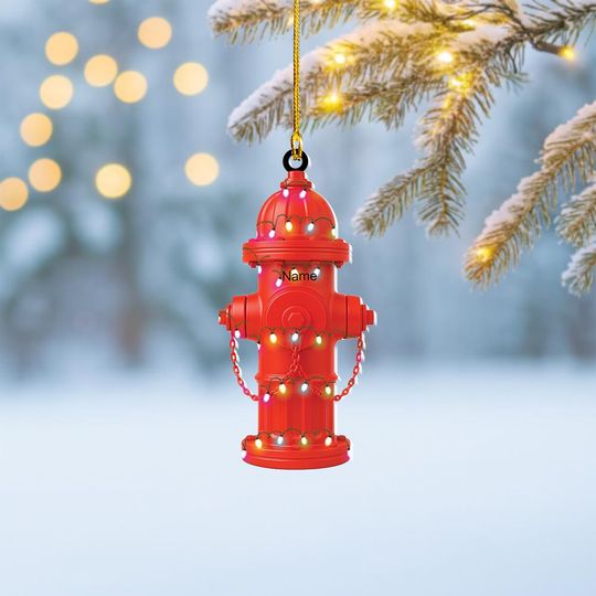 Personalized Fire Hydrant Christmas Ornament, Fire Hydrant Ornament, Firefighter Ornament, Fireman Gift, Fire Department Flat 2D Ornament
