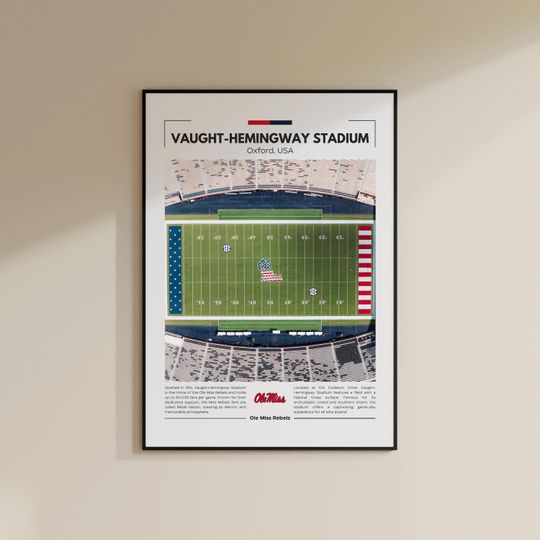 Vaught-Hemingway Stadium Print | Ole Miss Rebels Poster | Vintage football Print | Collage Football | Printable Wall Art | Travel Print
