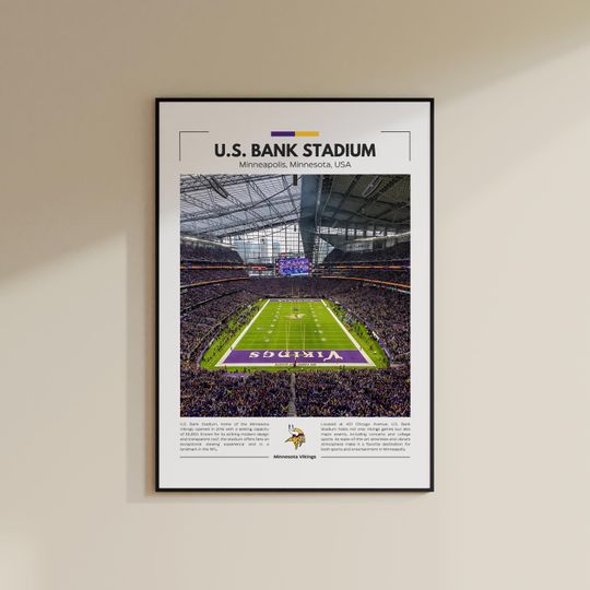 U.S. Bank Stadium Print | Minnesota Vikings Poster | Vintage football Print | Collage Football | Printable Wall Art | Travel Print