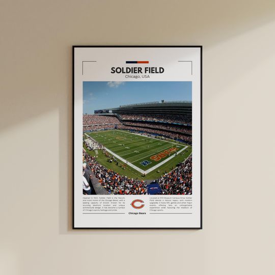 Soldier Field, Chicago Bears football Poster | Vintage Football Art