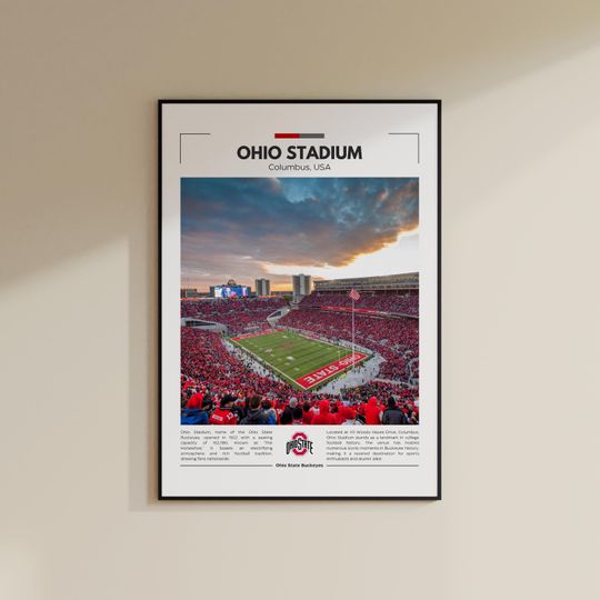 Discover Ohio Stadium Print | Ohio State Buckeyes Poster | Vintage football Print | Collage Football | Printable Wall Art | Travel Print