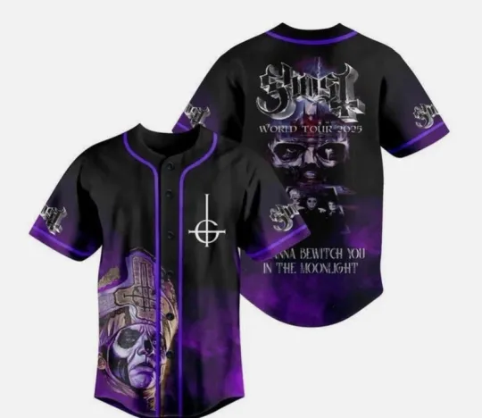 Ghost Band Tour 2025 Baseball Jersey, Skeletour Tour Rock Band Jersey