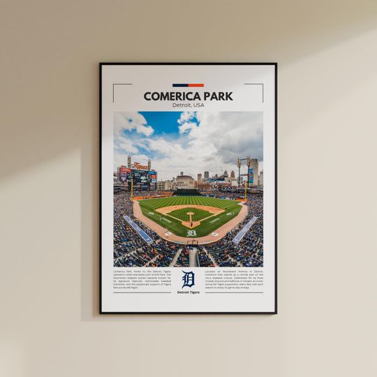 Discover Comerica Park Poster | Detroit Tigers | Printable Wall Art | Travel Print