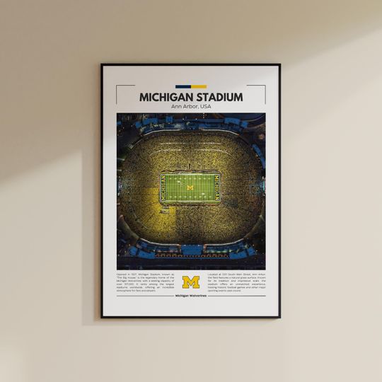 Michigan Stadium Print | Michigan Wolverines Poster | Vintage football Print | Collage Football | Printable Wall Art | Travel Print