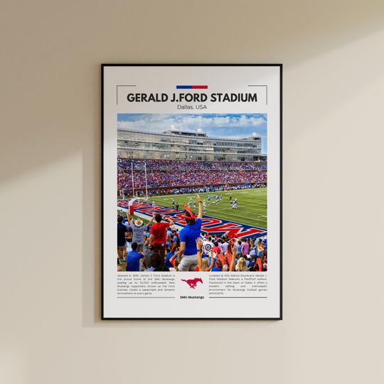 Discover Gerald J.Ford Stadium Print | SMU Mustangs Poster | Vintage football Print | Collage Football | Printable Wall Art | Travel Print