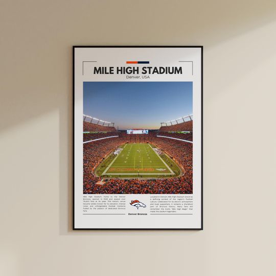 Mile High Stadium | Denver Broncos Poster | Vintage football Print | Collage Football | Travel Print