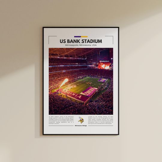 U.S. Bank Stadium Print | Minnesota Vikings Poster | Vintage football Print | Collage Football | Printable Wall Art | Travel Print