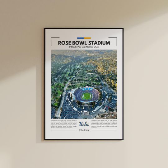 Rose Bowl Stadium Print | UCLA Bruins Poster | Vintage football Print | Collage Football | Printable Wall Art | Travel Print