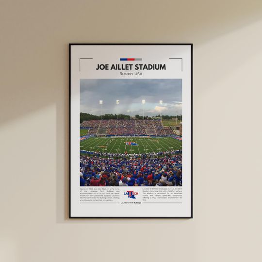 Discover Joe Aillet Stadium Print | Louisiana Tech Bulldogs Poster | Vintage football Print | Collage Football | Printable Wall Art | Travel Print