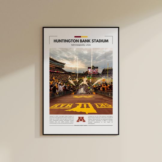 Huntington Bank Stadium Print | Minnesota Golden Gophers Poster | Vintage football Print | Collage Football | Printable Wall Art | Travel Print