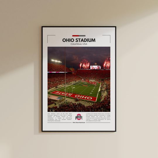 Discover Ohio Stadium Print | Ohio State Buckeyes Poster | Vintage football Print | Collage Football | Printable Wall Art | Travel Print