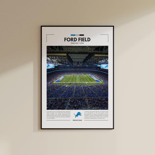 Discover Ford Field | Detroit Lions Poster | Vintage football Print | Collage Football | Christmas Gift