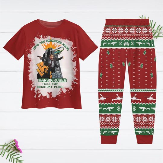Nakatomi Plaza Christmas Pajamas Set, Hans Gruber T-Shirt And Pants, Christmas Party 1988 Shirt, Vintage Xnas Movie Tee, Gift For Fan