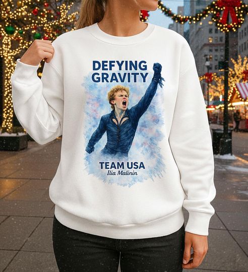 Ilia Malinin Sweatshirt | Defying Gravity | Team USA | Figure Skating Gift | Unisex Crewneck