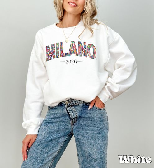 Discover Milano 2026 Sweatshirt Milan Italy World Flags Crewneck Winter Sports Sweater