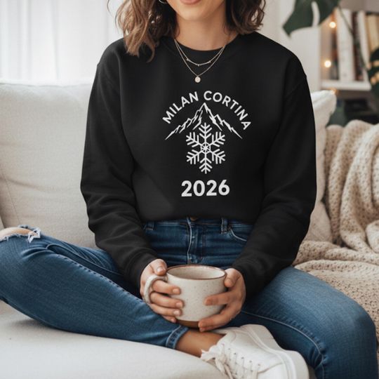 Milan Cortina Mountain Snowflake Unisex Sweatshirt for Winter Ski Resort