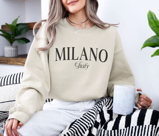 Milano Sweatshirt, Italy Graphic Crewneck, Preppy Collegiate Sweatshirt, Travel Destination Fashion Sweater