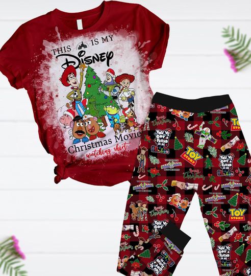 Discover Christmas Toy Story Pajamas Set, Woody And Friends T-Shirt And Pants, This Is My Disney Christmas Movie Watching Shirt, Disney Shirt