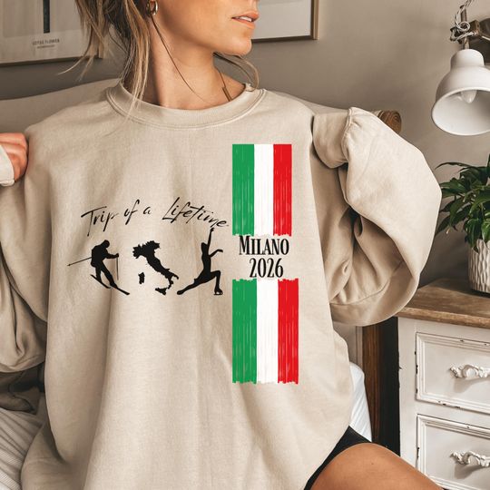 Discover Milano 2026 Sweatshirt Italy Winter Travel Shirt Italian Flag Fan Crewneck Souvenir