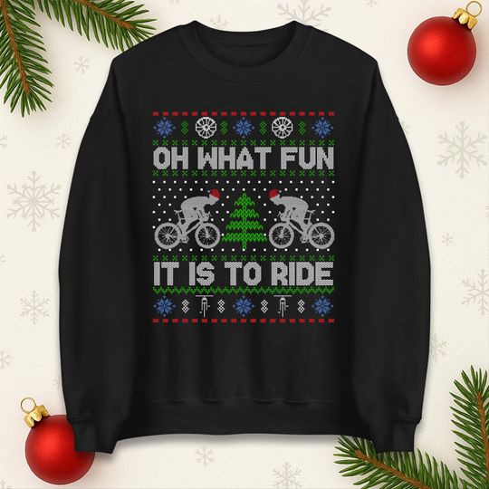 Discover Bicycle Christmas Jumper, Festive Xmas Hoodie, Holiday Sweatshirt, Bicycle Xmas Top