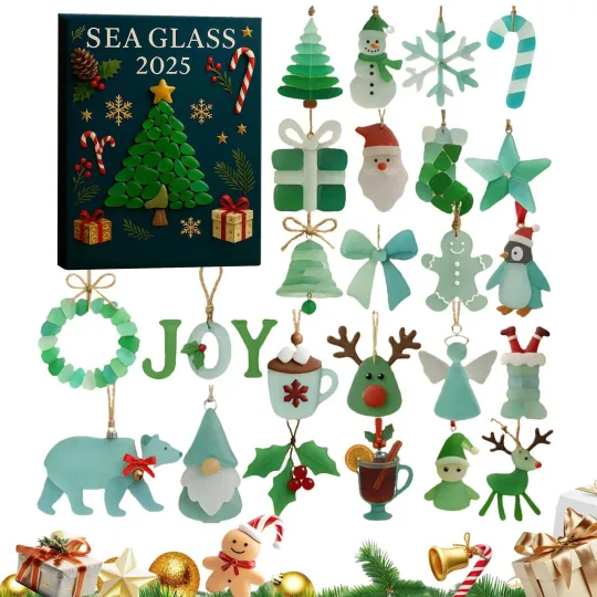 Discover Christmas Ornaments Countdown Calendar 2D Blue Pendant