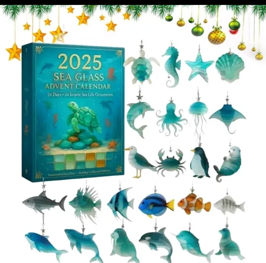 Sea Glass Marine Life Advent Calendar 24 Days Ocean Christmas Countdown
