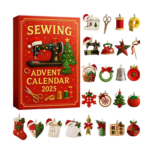 Discover 2025 Christmas Sewing Advent Calendar 2D 24 Day Pendant Countdown Calendar